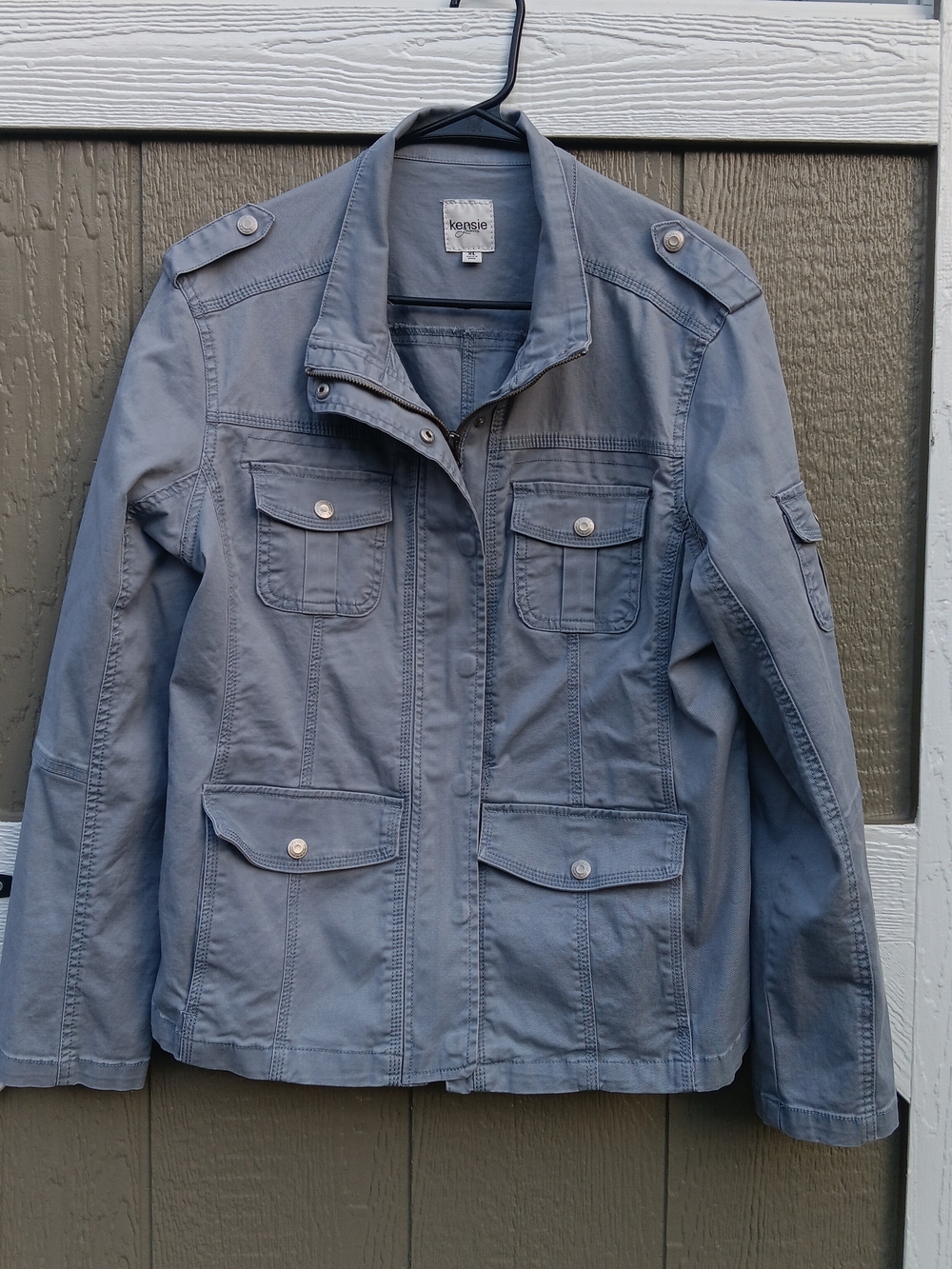 kensie Women's Light Gray Utility Jacket XL